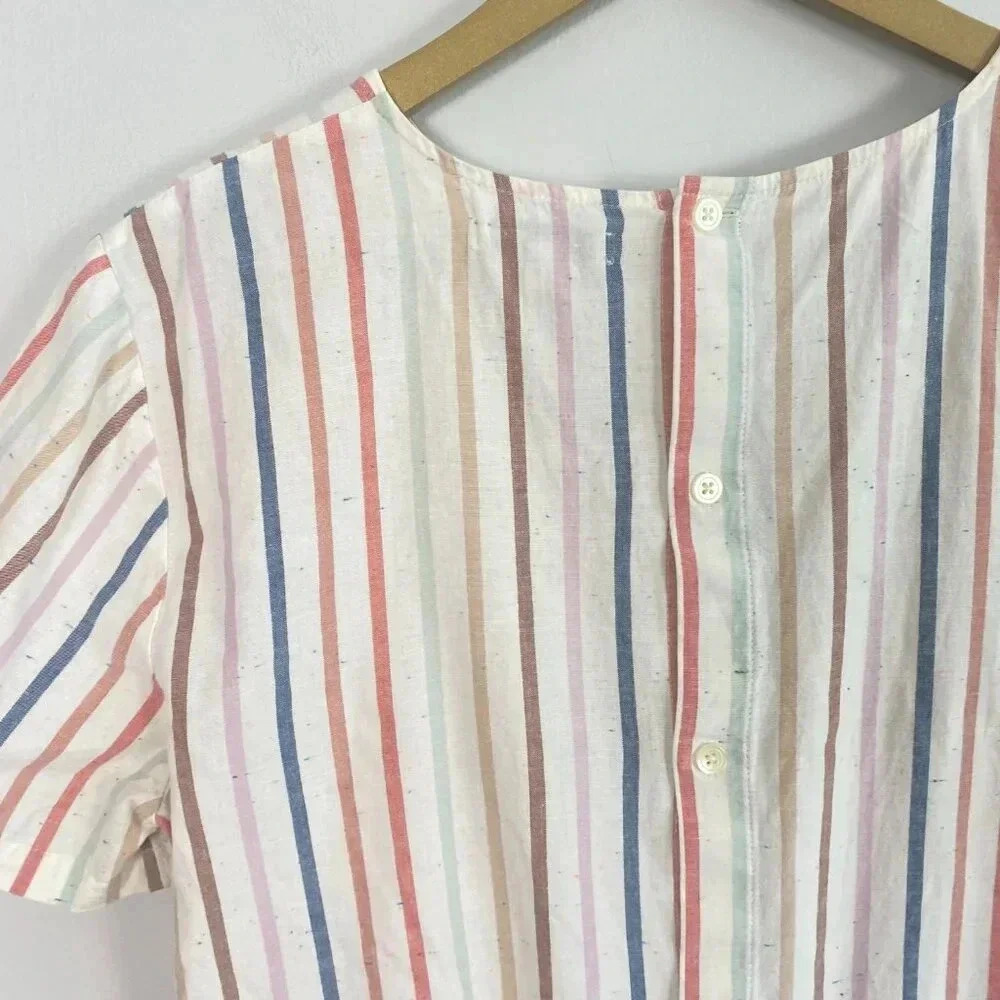 Madewell Striped Back Button Front Tie Top - Picture 13 of 16
